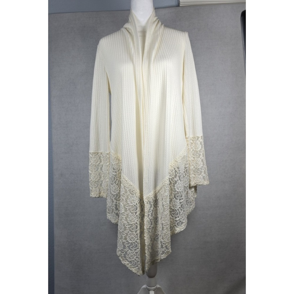 Knox Rose Womens S Sweater/Wrap Ivory Open Front Lace/Crochet Cottage Feminine - Picture 1 of 16
